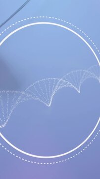 Animation of circle and dna strand over stethoscope with heart