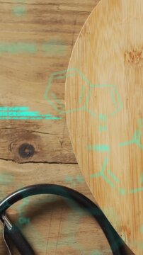 Animation of data processing over stethoscope and fruit