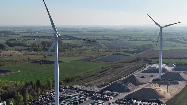 Hybrid wind turbine and solar panel field for clean energy production
