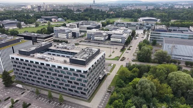 Large scale artificial intelligence hardware facility and energy infrastructure seen from above