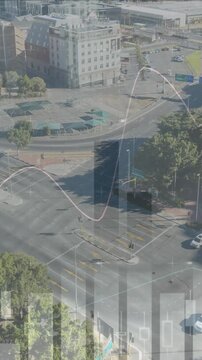 Graphs and aerial view of a crossroad
