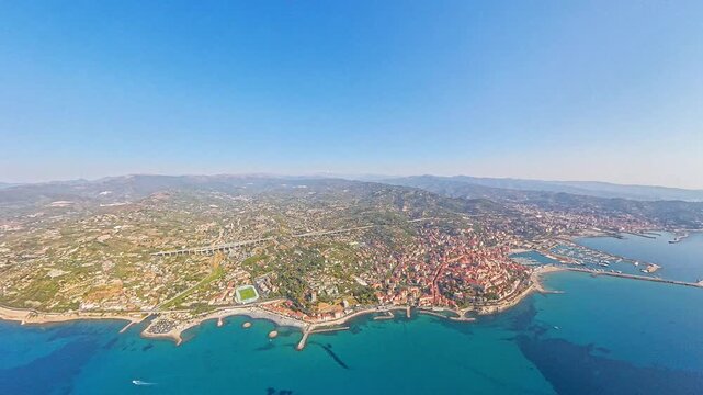 Aerial View of Imperia on the Italian Riviera, Liguria, Italy