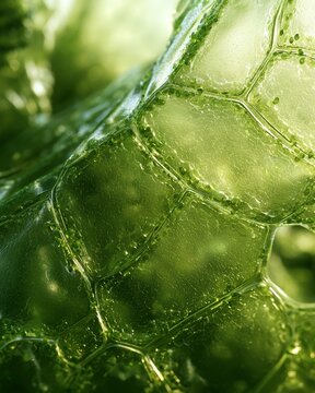 Generated Moss Leaf Cells with Green Chloroplasts