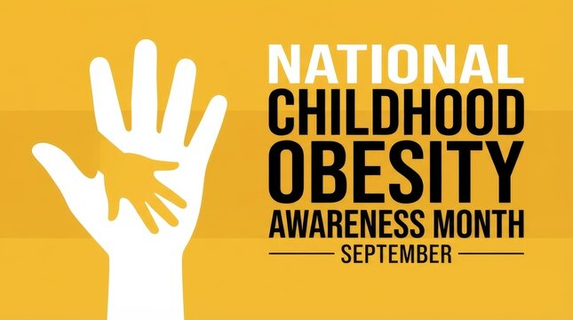 Hand graphic for national childhood obesity awareness month in september