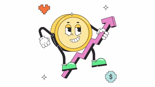 Financial Growth Retro Animation Alpha Channel