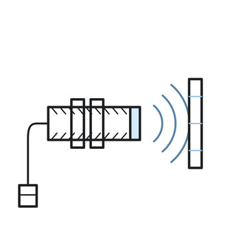 Industrial proximity sensor line icon for factory automation