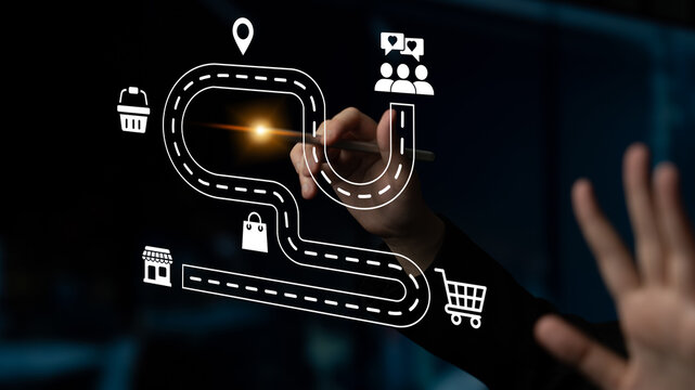 This image captures a creative business roadmap with hand-drawn icons illustrating a journey towards success, emphasizing strategy, planning, and collaboration for growth. Ledger
