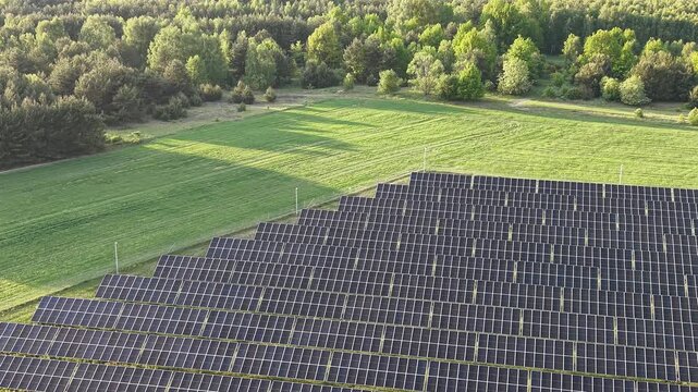 Clean energy solar panels arranged in diagonal rows