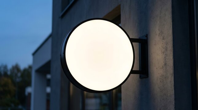 Blank backlit round circular signage board
