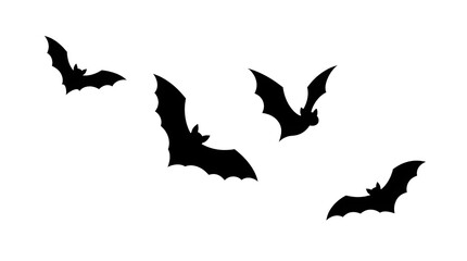 Fototapeta premium A spooky halloween night scene featuring silhouetted bats flying against a white background evoking autumnal and mysterious vibes