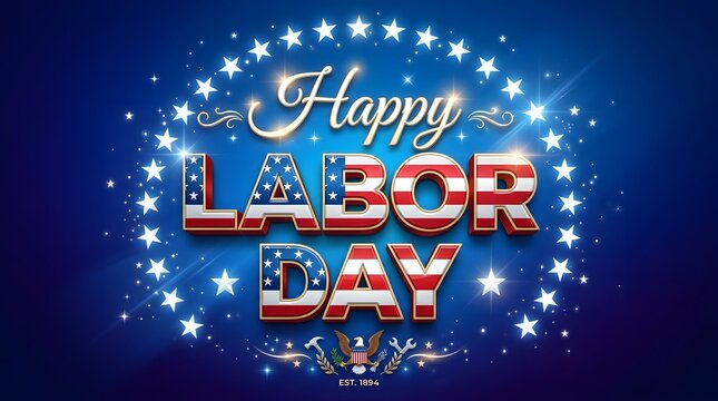 Festive happy labor day background with stars and patriotic red white and blue colors