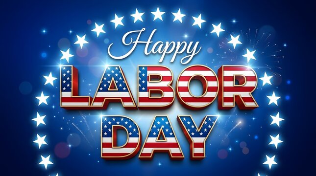 Happy labor day patriotic background with stars and stripes american flag design