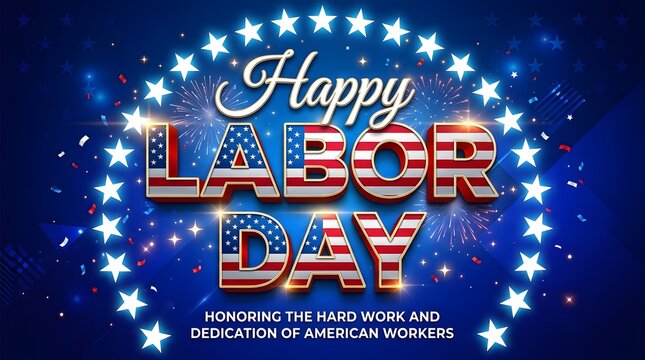 Happy labor day patriotic background with stars and stripes american flag design
