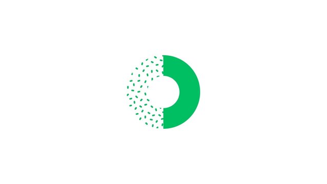 Minimalist geometric circular icon featuring a green ring shape split into two halves