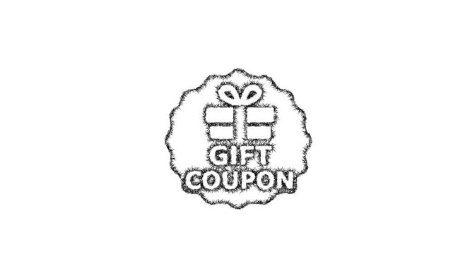 Sketch gift coupon badge icon animation - smooth progressive reveal