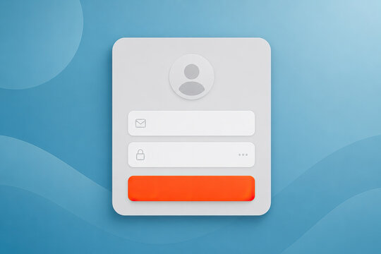 A sleek, glossy white card design for a login form. Digital of a user interface
