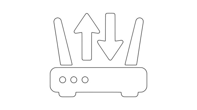 Wireless router with upload and download arrows data transfer icon