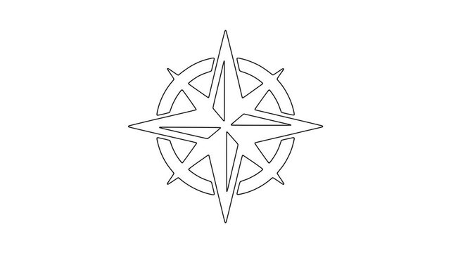 Compass rose with sparkle navigation direction icon animation