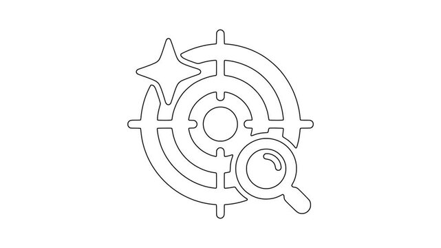 Target with magnifying glass precision search icon animation