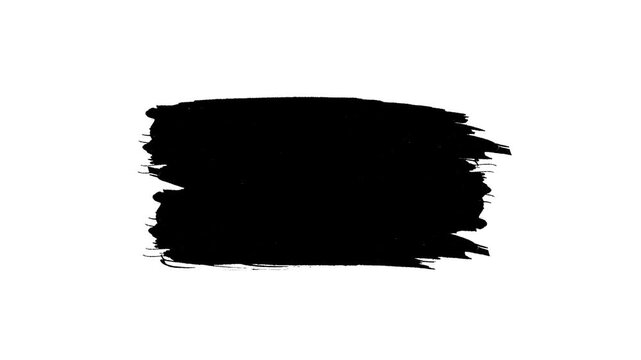 Black ink brush stroke animation isolated on white background for video transition and overlay