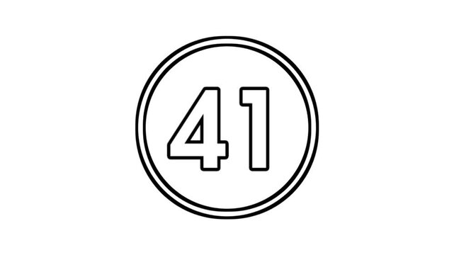 Number 41 animation motion graphics sign symbol in circle on white background video element