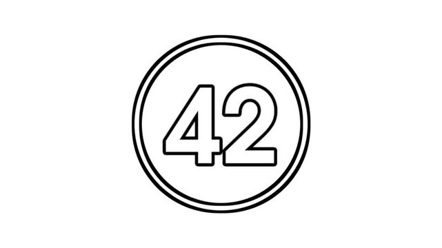Number 42 animation motion graphics sign symbol in circle on white background video element