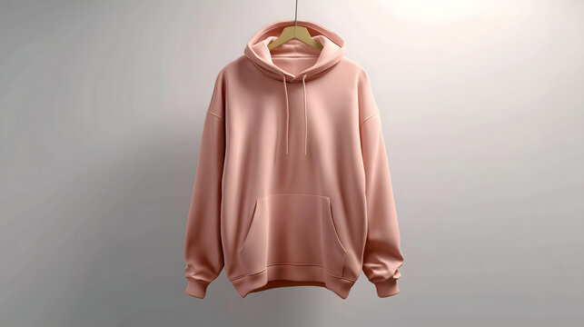 hoodie mockup hanging, soft fabric folds, studio lighting, minimal background front view