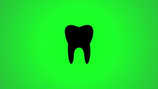 Abstract tooth dental icon animation on green screen chrome key background clean video footage.