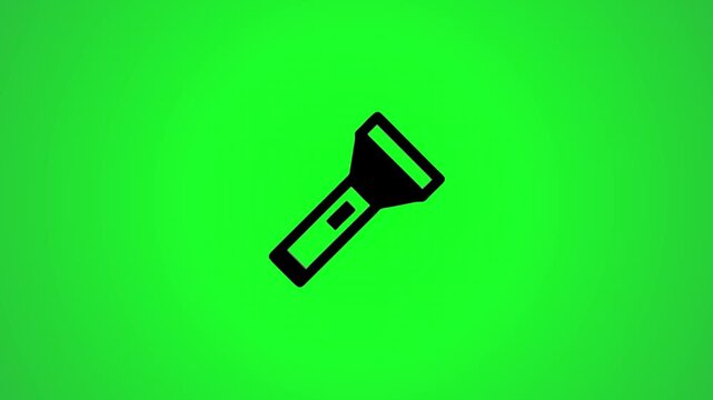 Simple flashlight icon animation on a bright green background.
