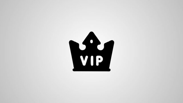 Vip crown icon animation rotating on clean light grey background for loyalty program branding and digital membership marketing.