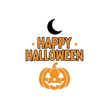 Happy Halloween Poster &ndash; Pumpkin and Crescent Moon Design