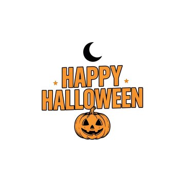 Festive Halloween Logo &ndash; Pumpkin and Moon Elements