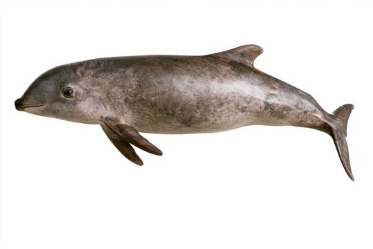 Tucuxi River Dolphin Full Body Swimming Isolated on White Background