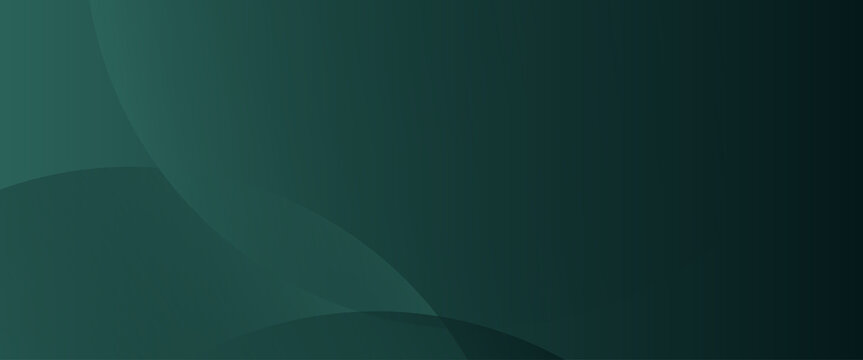 A dark green background with smooth, overlapping circles. The background is green with a gradient texture, creating a modern, abstract style. Minimal abstract circles vector gradient background