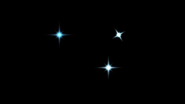 Sparkling star twinkle glitter white cartoon doodle animation, glowing shinning stars, flat vector blinking shining light twinkling effect glowing on black screen background