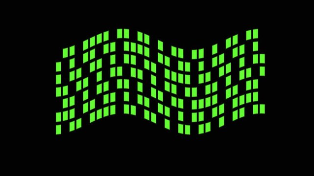 Liquid masked typography animation with glowing teal letterforms rippling across a black background, presented as a seamless looping VJ clip