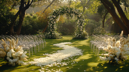Naklejka premium Enchanted Garden Wedding Arch with Roses