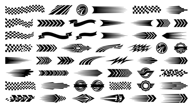 Set of various racing decals and speed elements