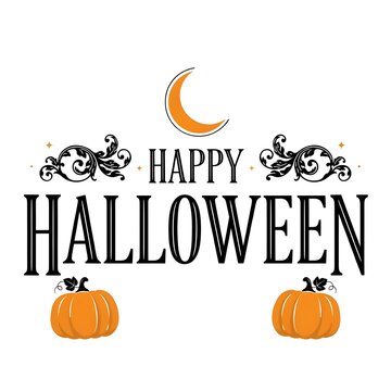 Classic Halloween Design &ndash; Black Flourish and Orange Pumpkins
