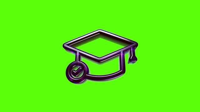 Purple graduation cap icon with a check mark symbol representing successful completion of academic studies