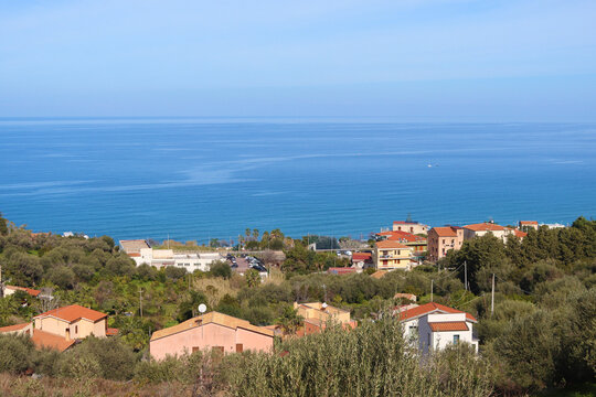 View on sea from the city, Cefalu, Sicily, Italy