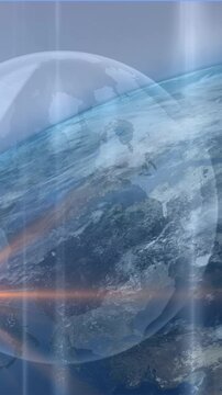 Animation of light spot over globe against blue background