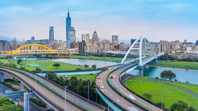 Time lapse of Traffic in Taipei city, Taiwan.
