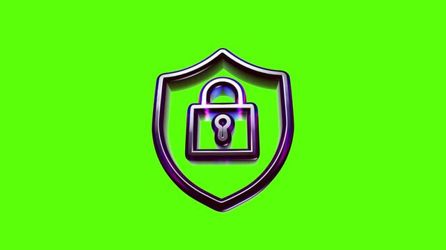 Shiny 3d shield icon with a padlock symbol representing online safety and digital security protection