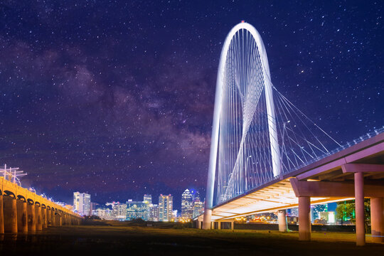 Margret Hunt Hill Bridge and the Dallas Skyline 