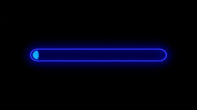 Neon Progress Bar Animation on Black Background. Download Progress, Preloader Animation Web Design Template. Seamless Loop Animation in 4K with Alpha Channel.