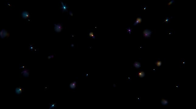 Abstract Glowing Bokeh Particles Floating In A Deep Dark Night Background