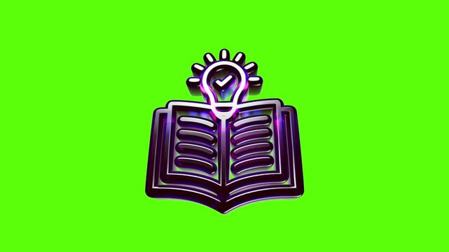 Open book icon with a light bulb and a check mark symbol representing creative learning and smart ideas
