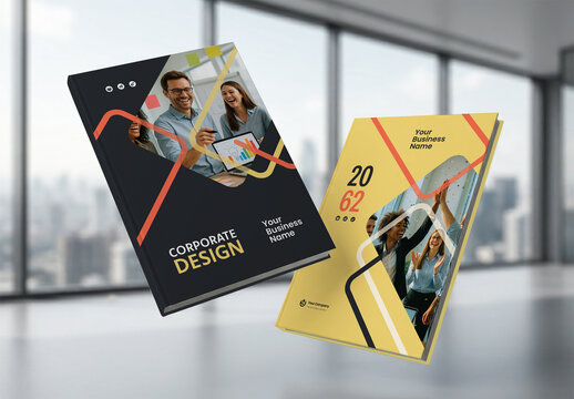 Business Report Cover Template &ndash; Yellow and Orange Geometric Layout (A4)

