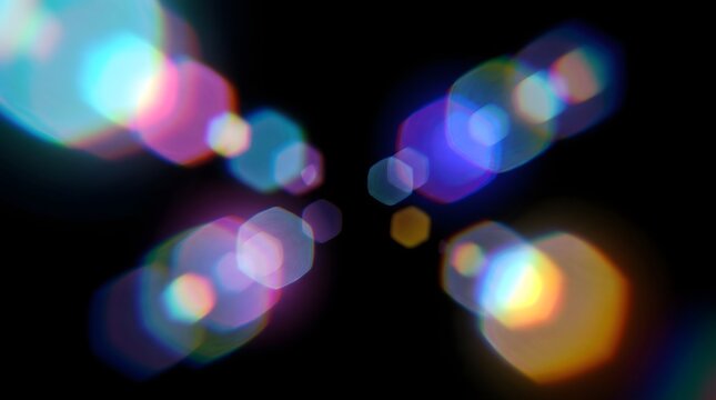 Abstract Hexagonal Bokeh Light Effects Over A Dark Background For Creative Design Projects